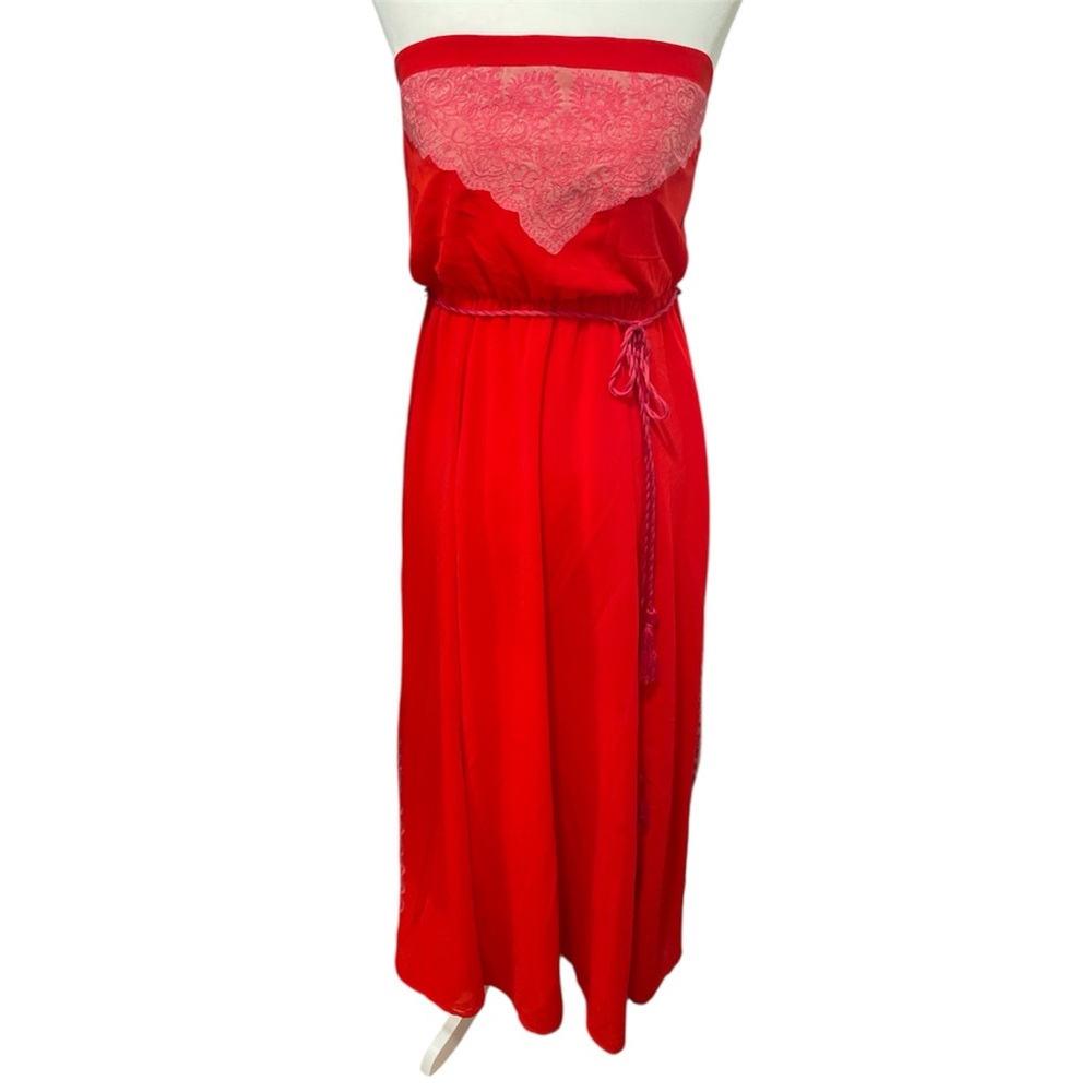 Champagne & Strawberry  Red Strapless Dress
